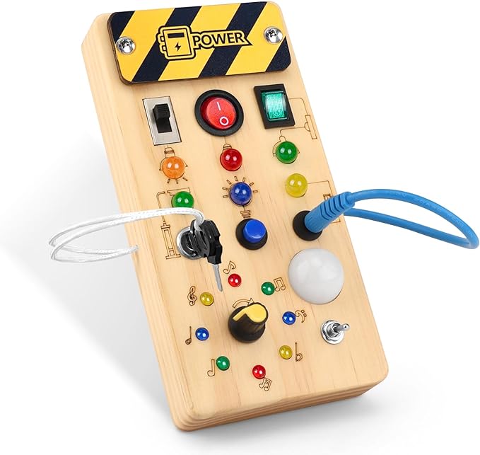 wood block with switches and buttons